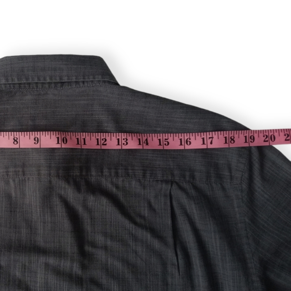 AFANI MEN SHORT SLEEVE BUTTON-DOWN SHIRT. SIZE L. COLOR GRAY - Picture 6 of 12